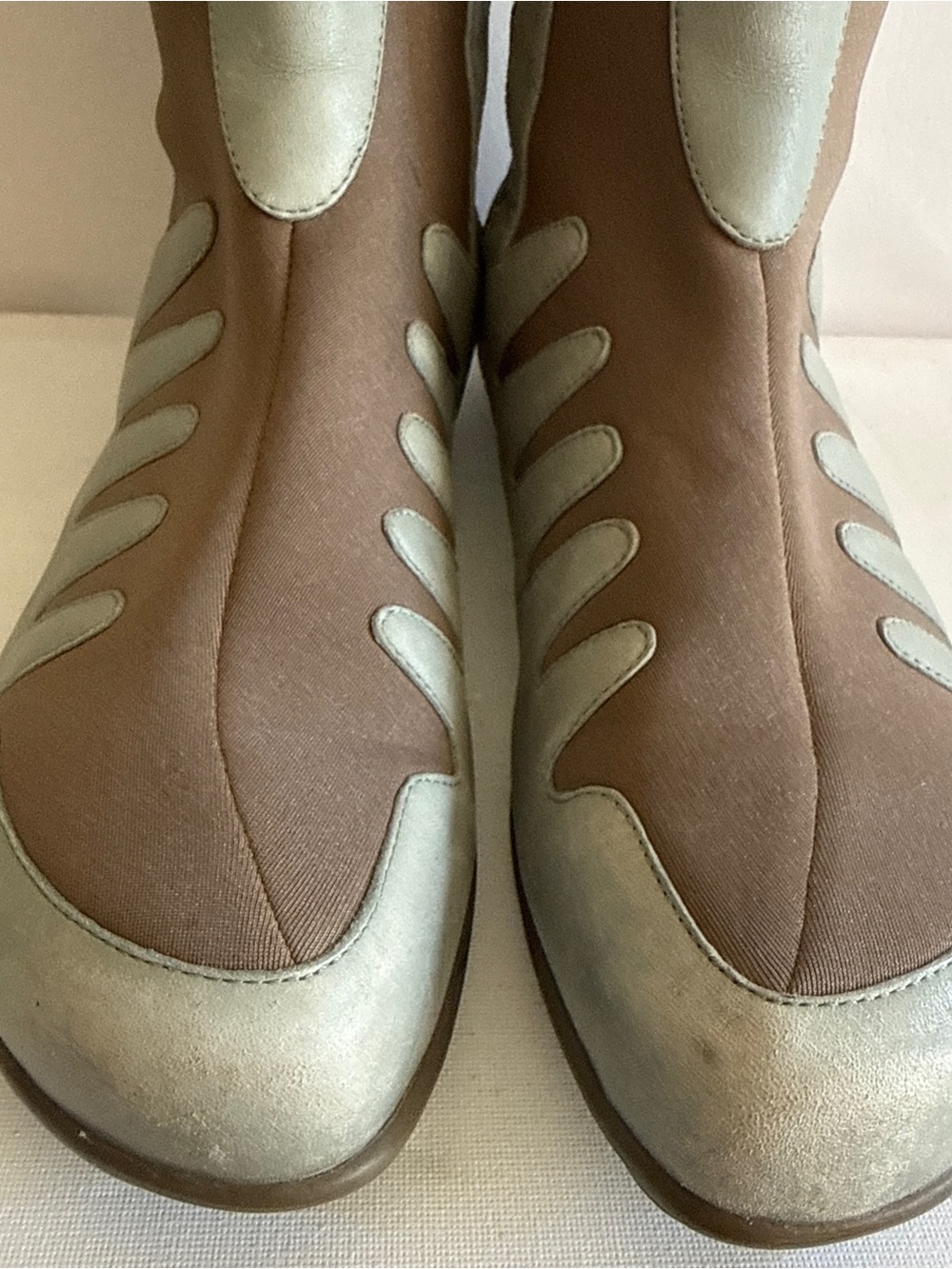 Tsubo Vintage Y2K Futuristic Leather Stretch Light Blue Mid-Calf Boots Size 10 - Picture 8 of 13